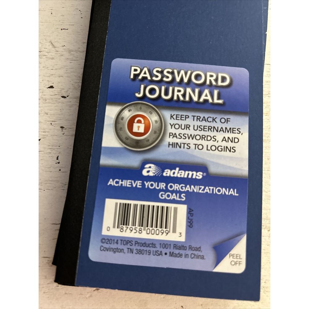 Adams Password Journal,‎ 6.25 X 3.25 Inches (APJ99), Blue
